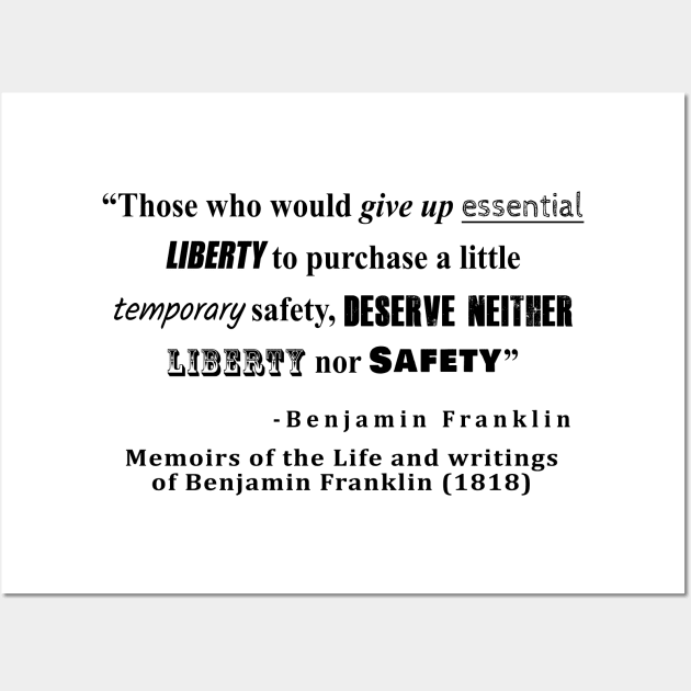 Liberty and Security Benjamin Franklin Quote Wall Art by sovereign120